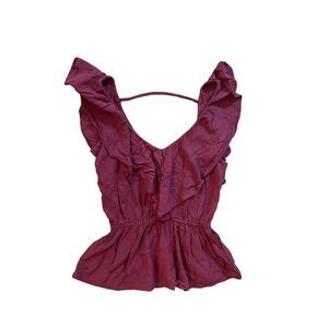 Abercrombie & Fitch‎ Women's Red Ruffle Top Size Small